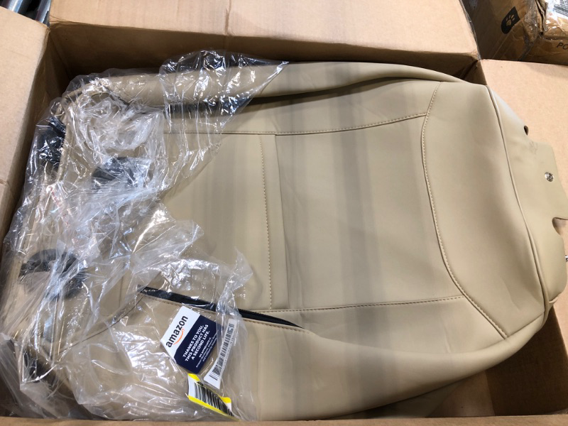 Photo 3 of ***missing rear seats*** Fully Covered Automotive Car Seat Covers with Waterproof Nappa Leatherette Universal Fit for Most Cars Sedans SUVs and Pick-up Trucks with 5 Seats (Beige, Full Set)