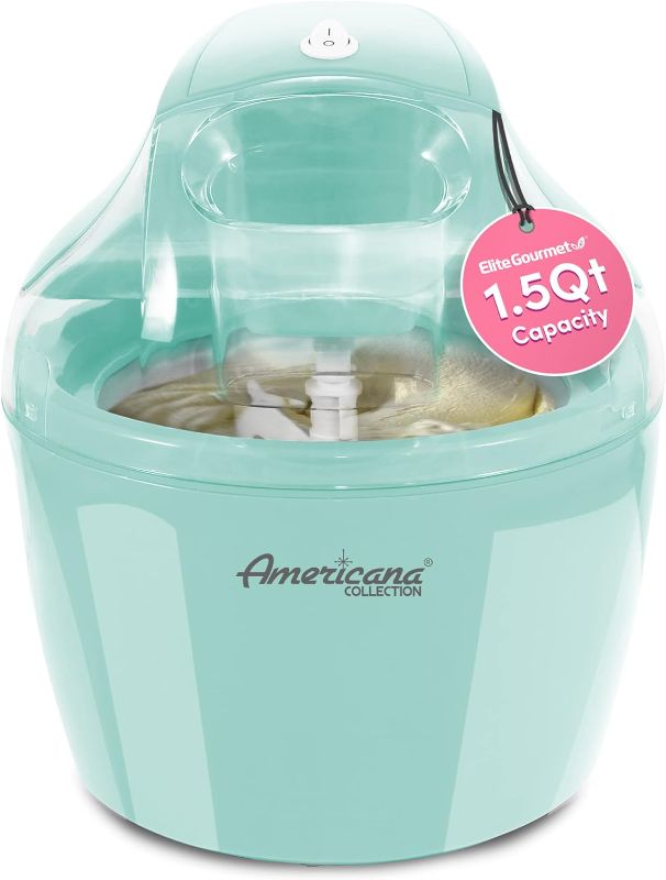 Photo 1 of Americana EIM-1400M 1.5 Qt Freezer Bowl Automatic Easy Homemade Electric Ice Cream Maker, Ingredient Chute, On/Off Switch, No Salt Needed, Creamy Ice Cream, Gelato, Frozen Yogurt, Sorbet, Recipe Book
