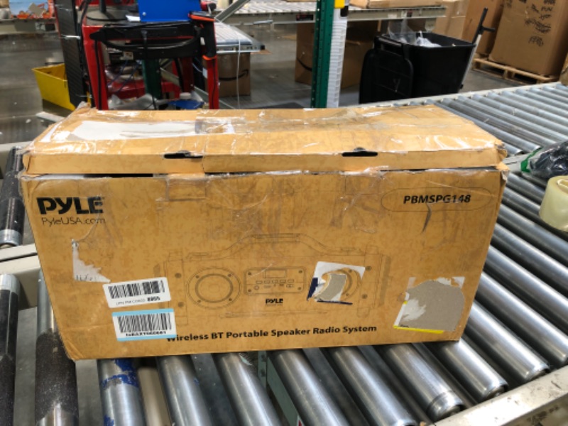 Photo 1 of Wireless Portable Bluetooth Boombox Speaker - 800W Rechargeable Boom Box Speaker Portable Barrel Loud Stereo System with AUX Input, USB, 1/4" in, Fm Radio, 4" Subwoofer, DJ Lights - Pyle PBMSPG148