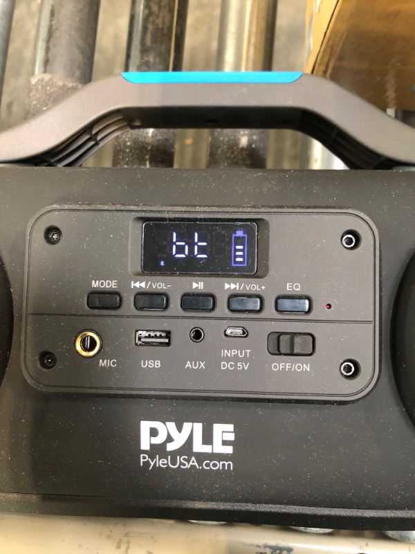 Photo 1 of Wireless Portable Bluetooth Boombox Speaker - 800W Rechargeable Boom Box Speaker Portable Barrel Loud Stereo System with AUX Input, USB, 1/4" in, Fm Radio, 4" Subwoofer, DJ Lights - Pyle PBMSPG148