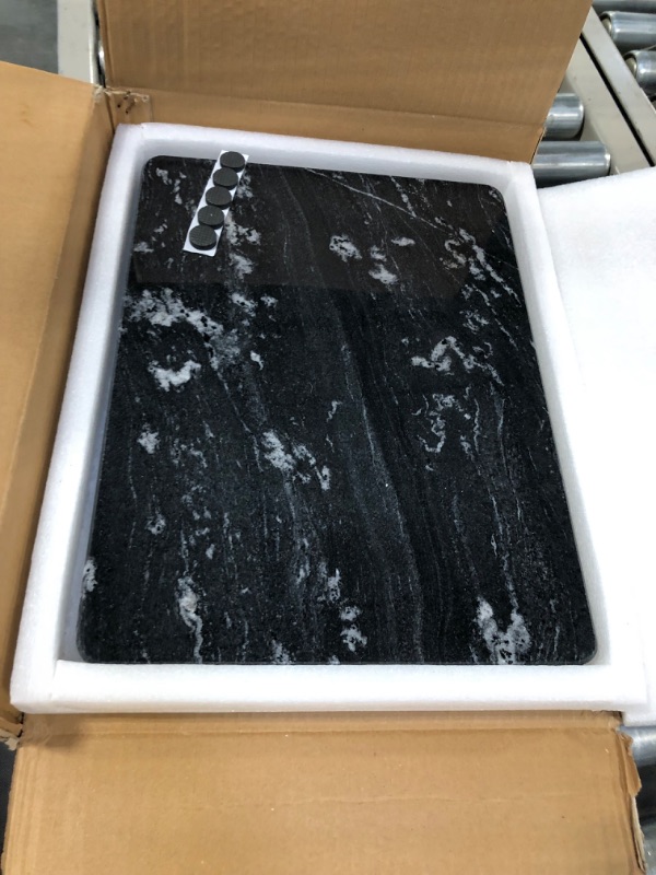 Photo 3 of Adolif Natural Black Marble Pastry and Cutting Board, 16x12 Inch with Non Slip Feets, Heavy for Keep the Dough Cool and Chocolate Tempering, Pack of 1 12" x 16" Everest Black with White Veins