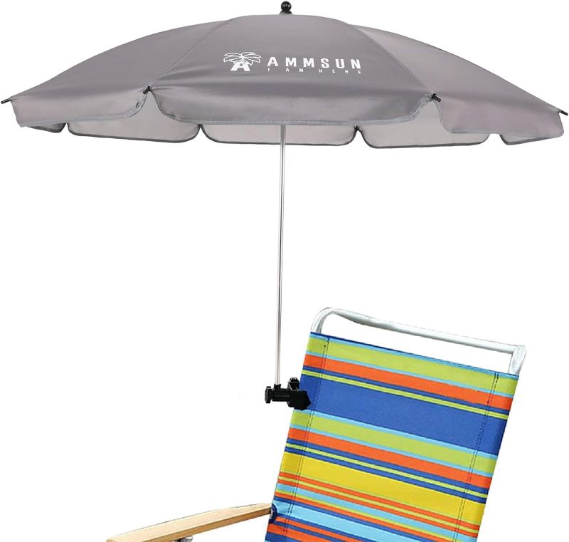 Photo 1 of AMMSUN Chair Umbrella with Universal Clamp 43 inches UPF 50+,Portable Clamp on Patio Chair,Beach Chair,Stroller,Sport chair,Wheelchair and Wagon (Grey)
