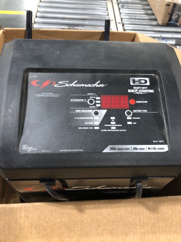 Photo 1 of Schumacher SC1309 Battery Charger with Engine Starter, Boost, and Maintainer - 200 Amp/40 Amp, 6V/12V - for Cars, Trucks, SUVs, Marine, RV Batteries
