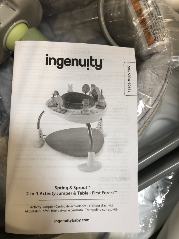 Photo 1 of Ingenuity Spring & Sprout 2-in-1 Baby Activity Center Jumper and Table with Infant Toys - Ages 6 Months +, First Forest
