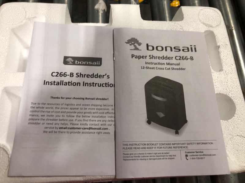 Photo 4 of Bonsaii 12-Sheet Cross Cut Shredders for Home Office, 60 Minute P-4 Security Level Paper Shredder for CD, Credit Card, Mails, Staple, Clip, with Jam-Proof System & 4.2 Gal Pullout Bin C266-B 1 2 Sheet-60Mins(New)