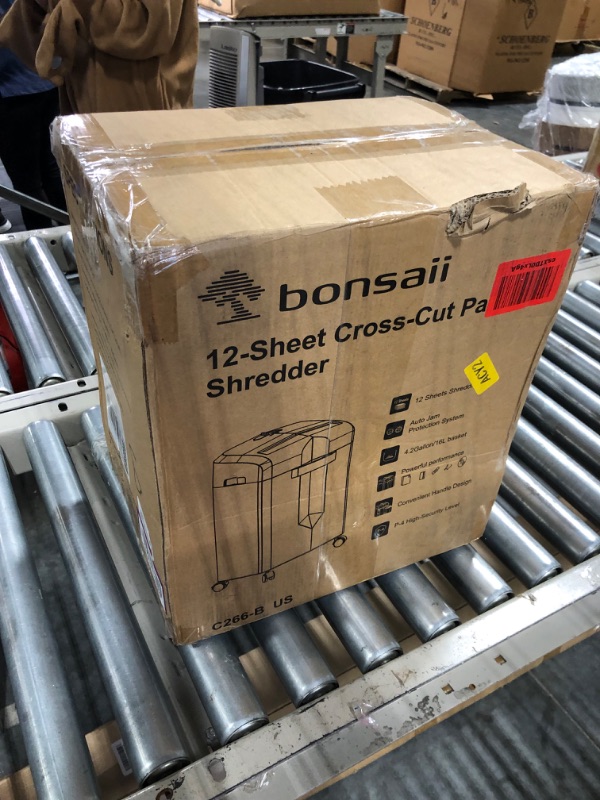 Photo 2 of Bonsaii 12-Sheet Cross Cut Shredders for Home Office, 60 Minute P-4 Security Level Paper Shredder for CD, Credit Card, Mails, Staple, Clip, with Jam-Proof System & 4.2 Gal Pullout Bin C266-B 1 2 Sheet-60Mins(New)