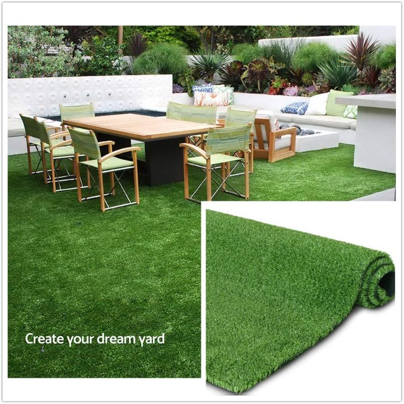 Photo 1 of Artificial Grass Rug 0.4" Customized Sizes,Fake Grass Turf Mat Synthetic Lawn Carpet,Faux Grass Landscape for Décor,Astroturf for Dogs with Drain Holes