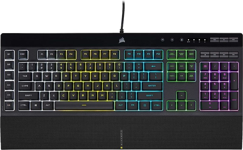 Photo 1 of CORSAIR K55 RGB PRO-Dynamic RGB Backlighting - Six Macro Keys with Elgato Stream Deck Software Integration-IP42 Dust and Spill Resistant-Detachable Palm Rest-Dedicated Media and Volume Keys, Black