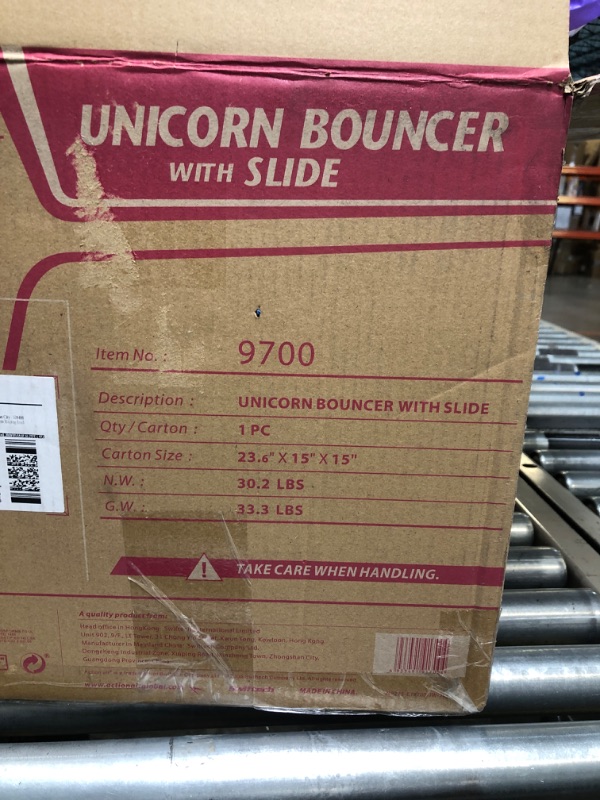 Photo 1 of Action Air Bounce House, Princess Inflatable Bounce House with Blower, Pink Bouncy House for Girls, Flying Unicorn Theme Bouncy Castle, Durable Sewn and Extra Thick, Love for Kids