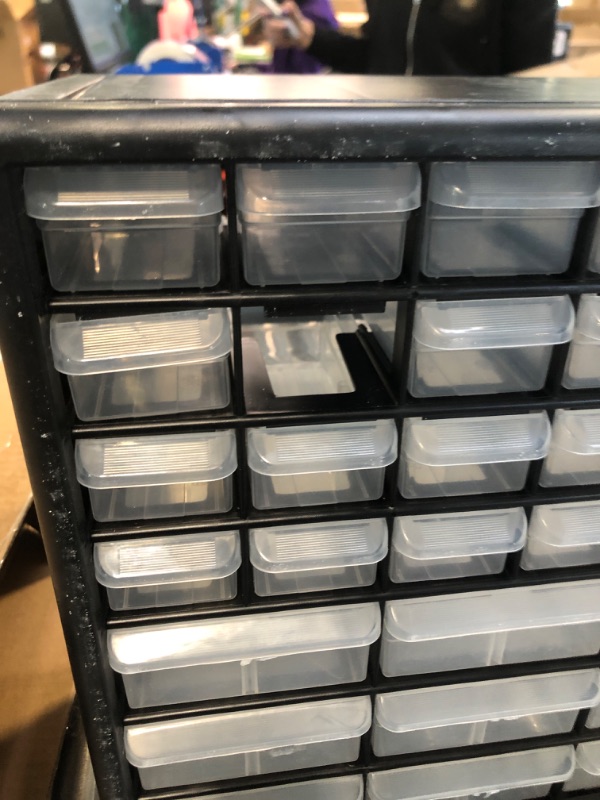 Photo 1 of Akro-Mils 10144, 44 Drawer Plastic Parts Storage Hardware and Craft Cabinet, 20-Inch W x 6.37-Inch D x 15.81-Inch H, Black 44 Drawer Cabinet Black