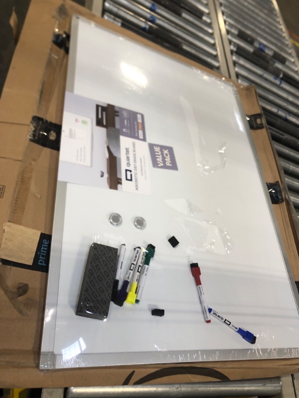 Photo 2 of Quartet Magnetic Whiteboard, 2' x 3' White Boards, Dry Erase Board Includes One Quartet dry erase marker & Marker Tray, Home Office Accessories, Euro Style Aluminum Frame (UKTE2436-ECR)