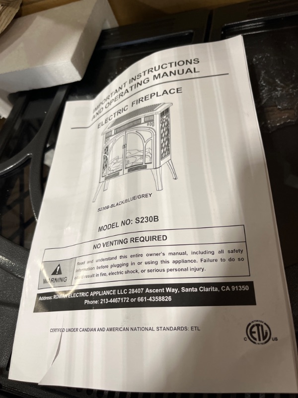 Photo 1 of Rintuf Electric Fireplace Stove, 1500W Freestanding Heater w/ 3D Realistic Flame, LCD Display, Remote Control, Timer, Vintage Design, Fast Heating Heaters for Indoor Use, Light Black, S230B 24'' Electric Fireplace-S230 Light Black