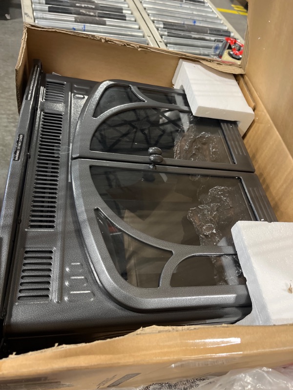 Photo 1 of Rintuf Electric Fireplace Stove, 1500W Freestanding Heater w/ 3D Realistic Flame, LCD Display, Remote Control, Timer, Vintage Design, Fast Heating Heaters for Indoor Use, Light Black, S230B 24'' Electric Fireplace-S230 Light Black