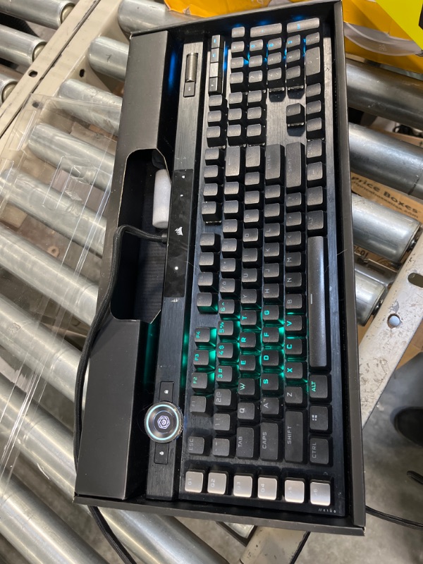 Photo 4 of Corsair K100 RGB Optical-Mechanical Gaming Keyboard - Corsair OPX RGB Optical-Mechanical Keyswitches - AXON Hyper-Processing Technology for 4X Faster Throughput - 44-Zone RGB LightEdge Optical Gaming Keyboard