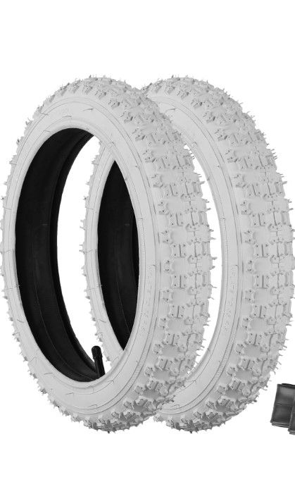 Photo 1 of 2 Sets) 14“Kids Bike Replacement Tires and Inner Tubes - Fits Most Kids Bikes 