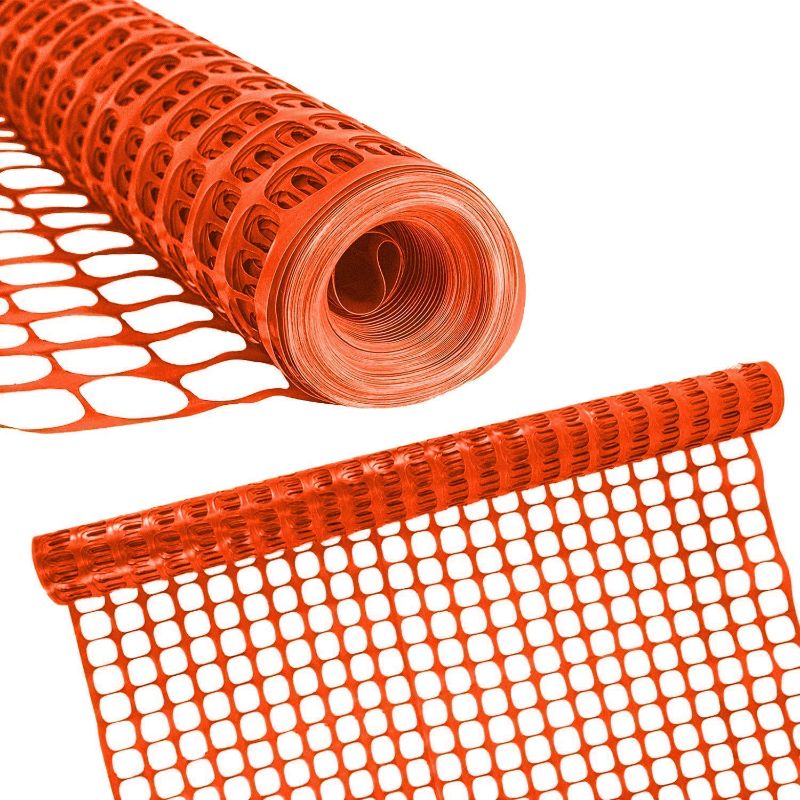 Photo 1 of  Plastic Mesh Fence, Construction Barrier Netting, Orange, 3.5 Feet Wide , 1 Roll, Garden Fencing, Fences Wrap, Above Ground, for Snow, Poultry, Chicken, Safety, Deer, Patio, Garden Netting