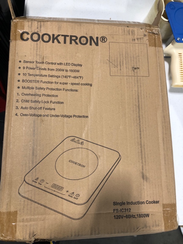Photo 2 of COOKTRON Single Induction Cooktop Burner, 1800W Burner Induction Cooktop, 10 Temperature 9 Power Settings Portable Electric Countertop Burner LCD Sensor Touch Stove with Child Safety Lock & Timer