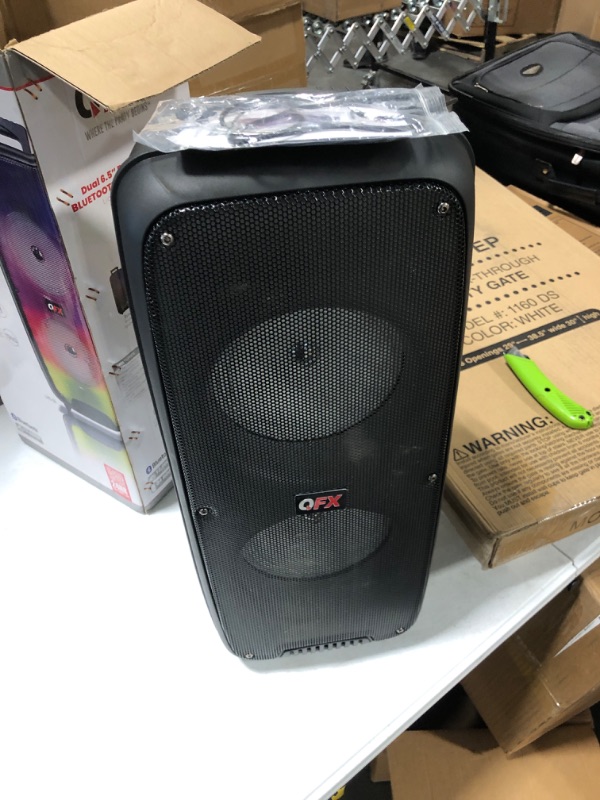 Photo 3 of QFX LMS-66 TWS Bluetooth Rechargeable Portable Speaker with Dual 6.5" Speakers, EDR Communication, and Liquid Motion Party Lights