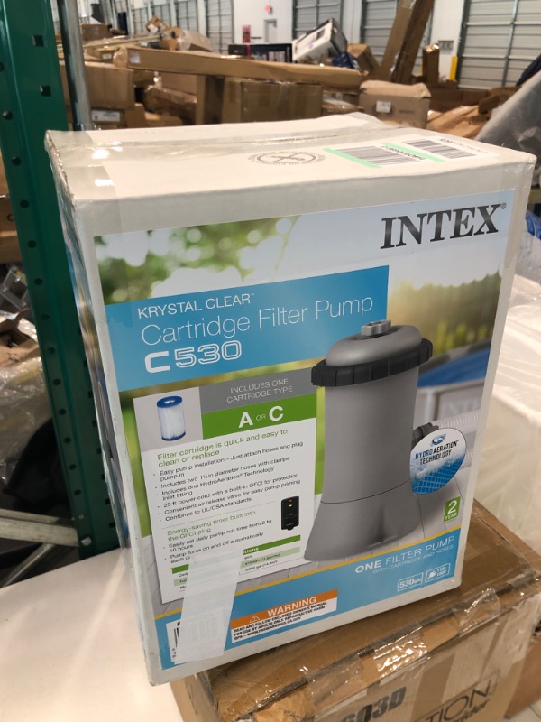 Photo 2 of INTEX 28603EG C530 Krystal Clear Cartridge Filter Pump for Above Ground Pools: 530 GPH Pump Flow Rate – Improved Circulation and Filtration – Easy Installation – Improved Water Clarity – Easy-to-Clean 530 Gallons Per Hour Filter Pump