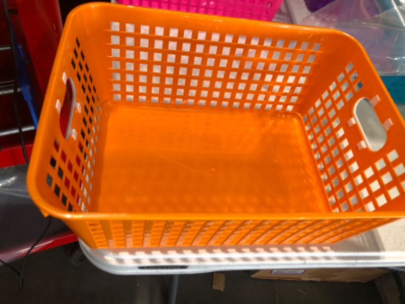 Photo 1 of Really Good Stuff 164458OR Large Rectangle Book Basket Single Basket Orange