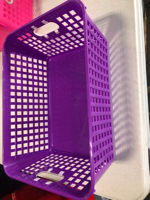 Photo 1 of Really Good Stuff 164458PU Large Rectangle Book Basket Single Basket Purple