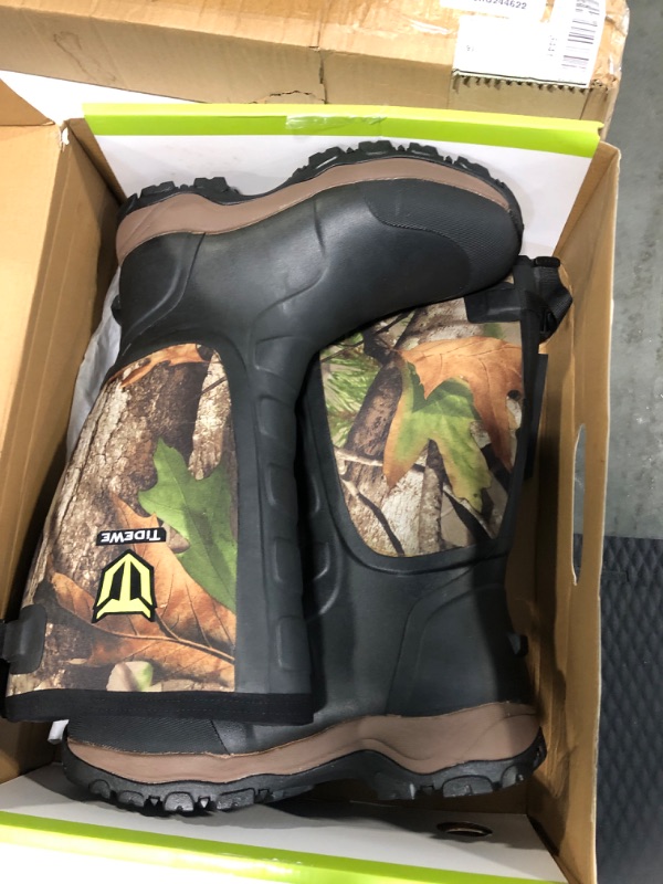 Photo 3 of TIDEWE Hunting Boots Snake Proof for Men, Waterproof Insulated Warm Rubber Boots with Steel Shank, 5mm Neoprene Warm Durable Lightweight Outdoor Boots, Durable Work Boots for Farming Gardening Fishing (Next Camo Vista & HTC Green , Size 7-13) Next Camo Vi