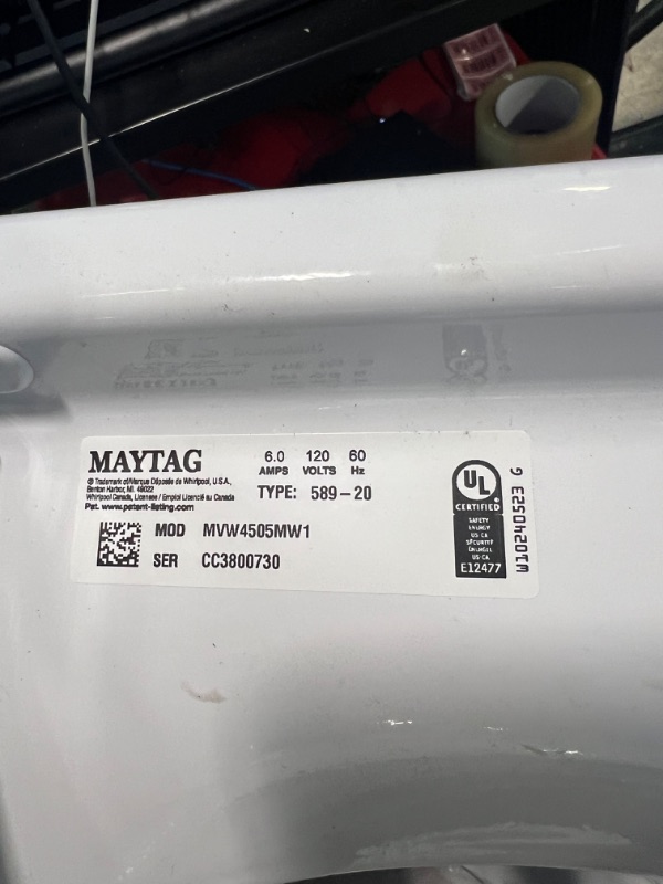 Photo 2 of MAYTAG TOP LOAD WASHER WITH DEEP FILL - 4.5 CU. FT.
