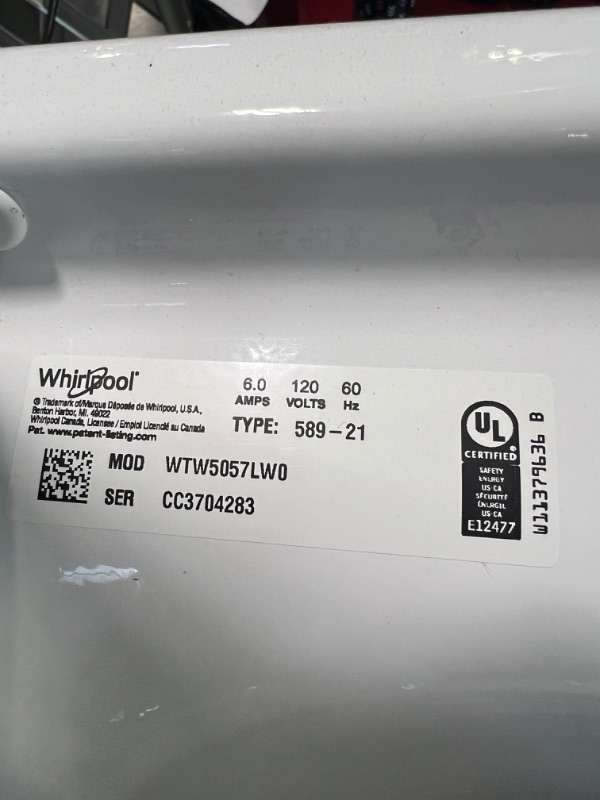 Photo 2 of Whirpool 4.7–4.8 Cu. Ft. Top Load Washer with 2 in 1 Removable Agitator

