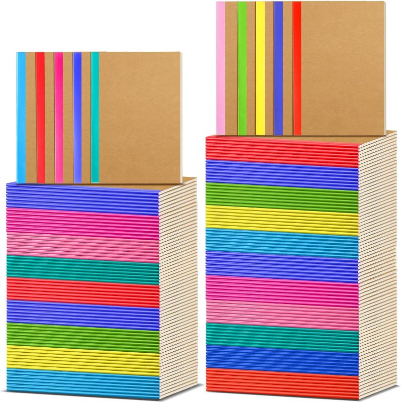 Photo 1 of 150 Pack A5 Kraft Notebooks 60 Pages Soft Cover Composition Notebooks Bulk Ruled Lined Travel Journals for Travelers, Students, Classroom, Home, Office, School Supplies, 5.8 x 8.3 Inch (Colorful)