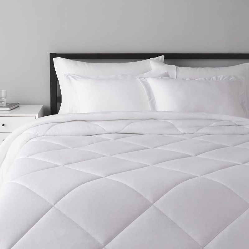 Photo 1 of Amazon Basics Cotton Blend Jersey Knit Comforter Set, Full/Queen, White