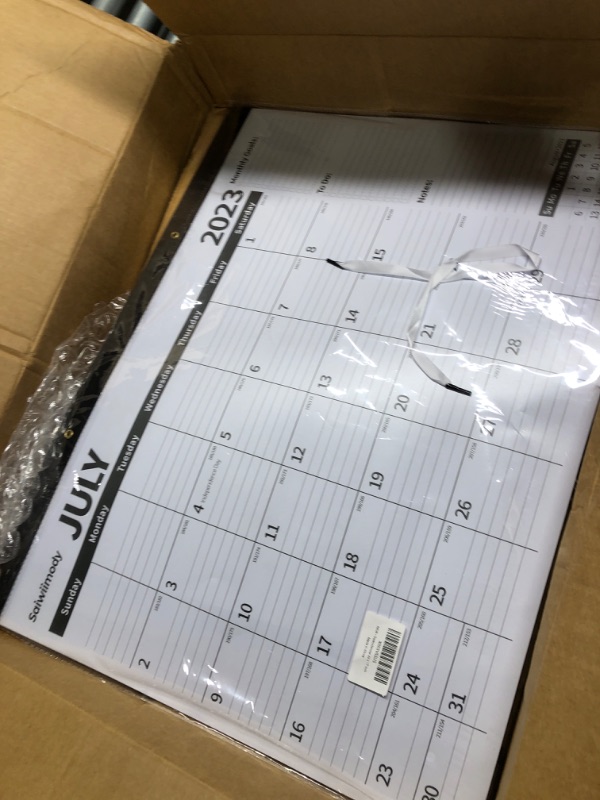 Photo 2 of Large Desk Calendar 2023-2024 22 x 17 inch with Plastic Cover Protects Desk Pad Calendar 18 Months July 2023 - December 2024 Thick Paper with Corner Protectors for Home School Office