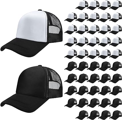 Photo 1 of Lasnten 48 Pack Unisex Blank Trucker Hats Sublimation Baseball Caps Adjustable Plain Polyester Mesh Cap Bulk for DIY Printing