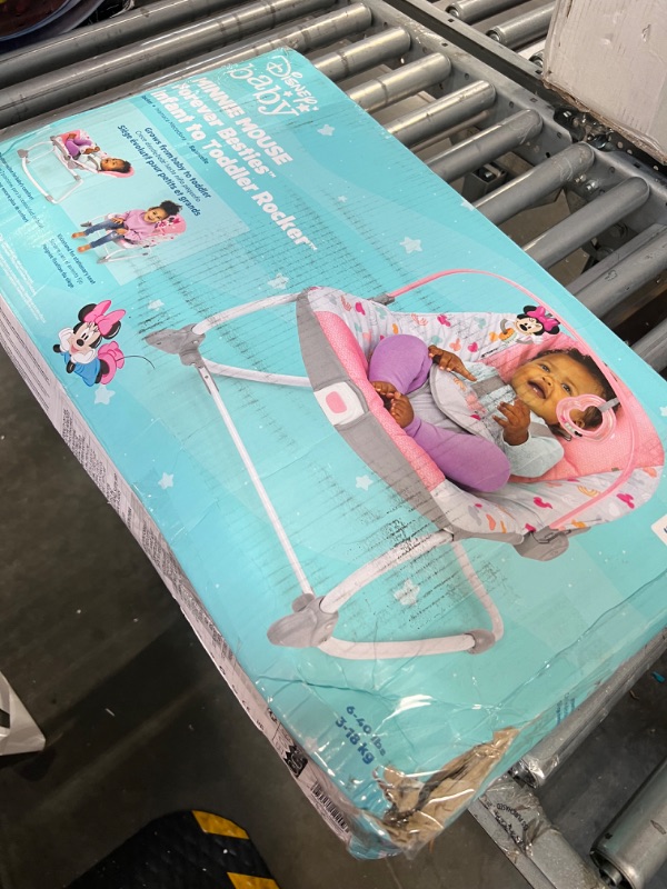 Photo 2 of Bright Starts Disney Baby Minnie Mouse Infant to Toddler Rocker with Vibrations and Removable Toy Bar - Forever Besties, Newborn + Minnie Forever Besties