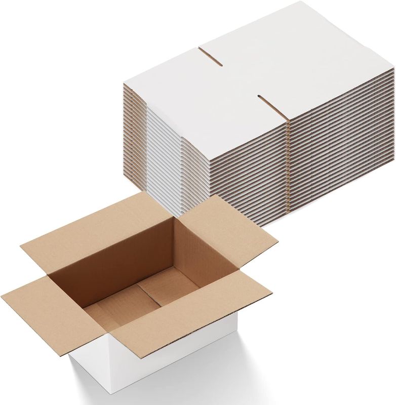 Photo 1 of Calenzana 9x6x4 Shipping Boxes Set of 25, White Corrugated Cardboard Box for Packing Mailing Small Business