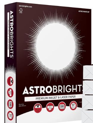 Photo 1 of Astrobrights® Printer & Copy Paper, 8.5" x 11", 28lb/105gsm, 97 Brightness,white 300 sheets 