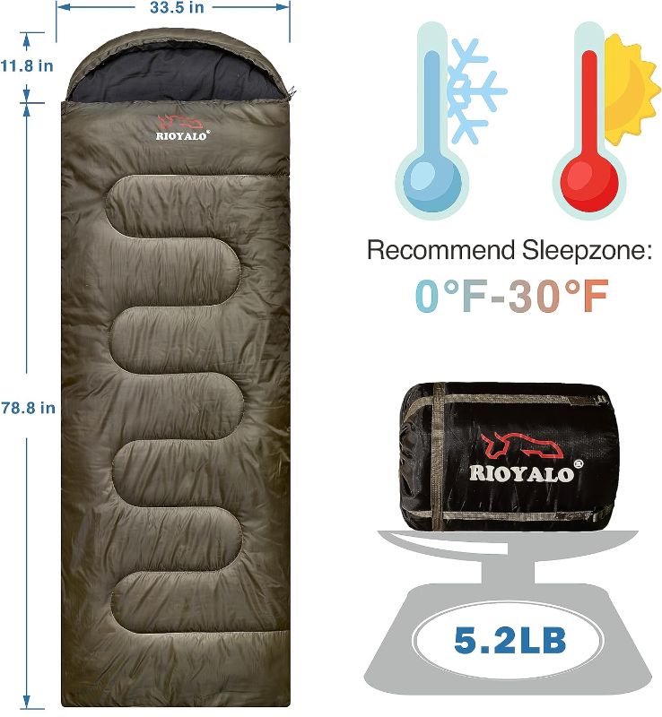 Photo 1 of 0 Degree Sleeping Bags for Adults Cold Weather | Big and Tall 4 Season Winter Camping Sleeping Bag w. Compression Sack for Youth Hiking Backpacking | Portable Waterproof | XL Up to 6 ft 10 in