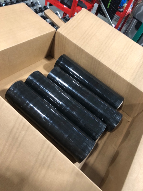 Photo 3 of Black Stretch Wrap Industrial Strength Extra Thick 4 Pack 18" 1100 SqFt 80 Gauge (20 Micron) Clear Cling Plastic Pallet Supplies Durable Self-Adhering Packing Moving Heavy Duty Shrink Film Rolls 4 Pack Black