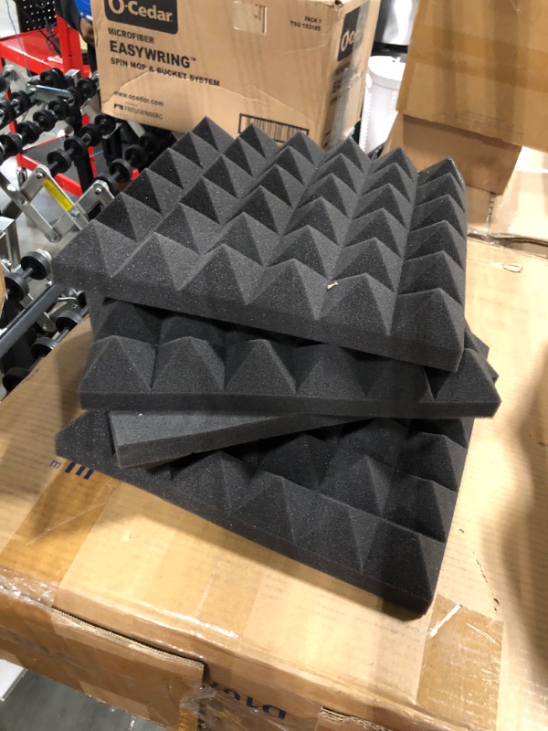 Photo 3 of 24 Pack Acoustic Foam Panels 2 Inches Thick Sound Proof Padding for Wall Pyramid, 2" X 12" X 12" Sound Absorbing Dampening Studio Foam Soundproofing Foam Wedge Tiles Acoustic Foam 24 Pack -Black-