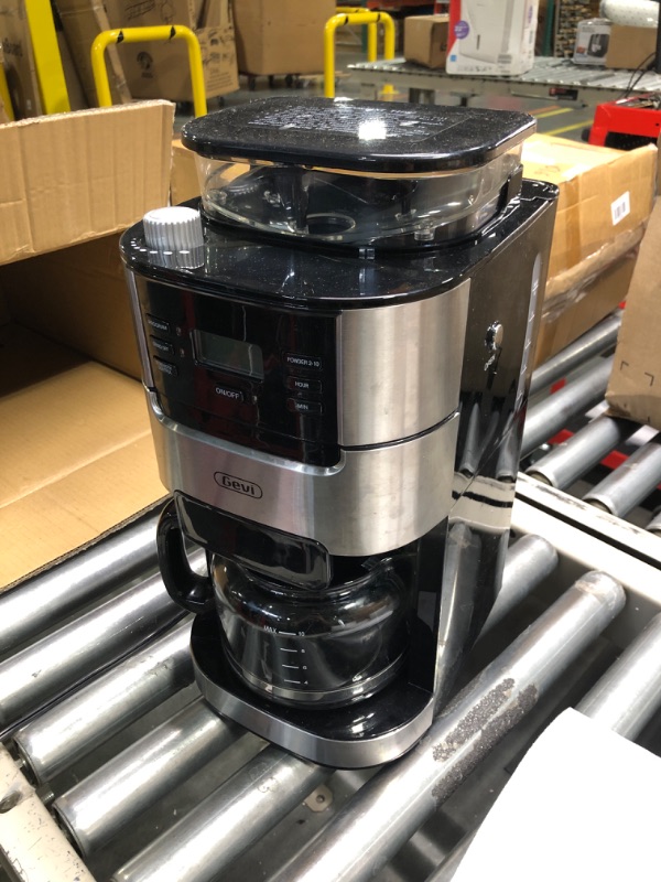 Photo 3 of 10-Cup Drip Coffee Maker, Brew Automatic Coffee Machine with Built-In Burr Coffee Grinder, Programmable Timer Mode and Keep Warm Plate, 1.5L Large Capacity Water Tank, Removable Filter Basket, 900W Silver Black
***Used but in decent condition (smalls scra