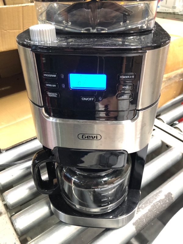 Photo 4 of 10-Cup Drip Coffee Maker, Brew Automatic Coffee Machine with Built-In Burr Coffee Grinder, Programmable Timer Mode and Keep Warm Plate, 1.5L Large Capacity Water Tank, Removable Filter Basket, 900W Silver Black
***Used but in decent condition (smalls scra