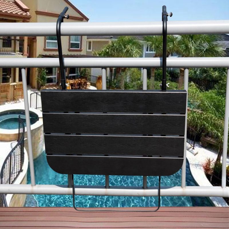 Photo 1 of  Outdoor Folding Balcony Bar Table for Railing, Patio All Weather Adjustable Hanging Mounted Table for Baluster Garden Deck, Black