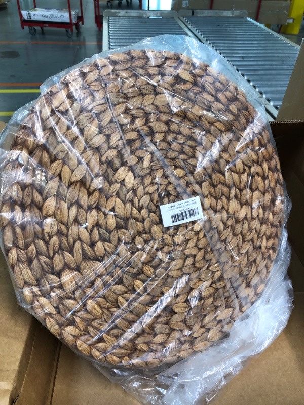Photo 3 of (4 Sizes: 12"-13"-14"-15") BARIEN Brown Woven Placemats Round Set of 6, Natural Water Hyacinth Weave Placemat for Dining Table, Large Handmade Woven Placemats Heat Resistant Non-Slip (15" - Set of 6) 6 15"