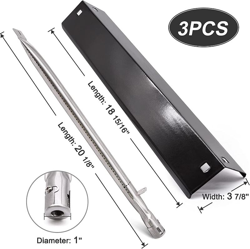 Photo 1 of  
Criditpid Grill Parts for Chargriller 5050, 5650, 3001, 3030, 5072, 3008, 4000, 5252, 5050 Grill Models, Porcelain Steel Heat Plate,3 pcs , no burner tubes