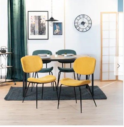 Photo 1 of  Homylin Modern Fabric Dining Chairs (Set of 2) - Yellow