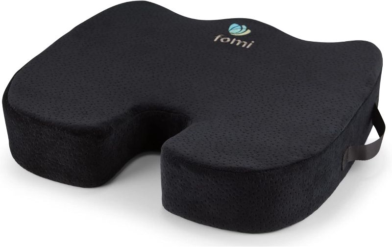 Photo 1 of 
FOMI Extra Thick Firm Coccyx Orthopedic Memory Foam Seat Cushion | Black Large Cushion for Car or Truck Seat, Office Chair, Wheelchair | Back Pain Relief
