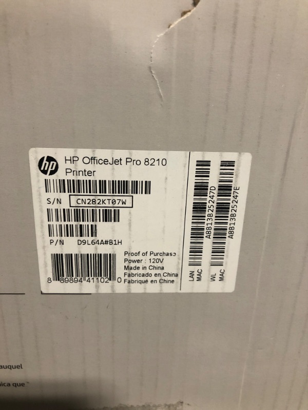 Photo 3 of HP OfficeJet Pro 8210 Wireless Color Printer (D9L64A) with and Instant Ink $5 Prepaid Code Printer + Instant Ink