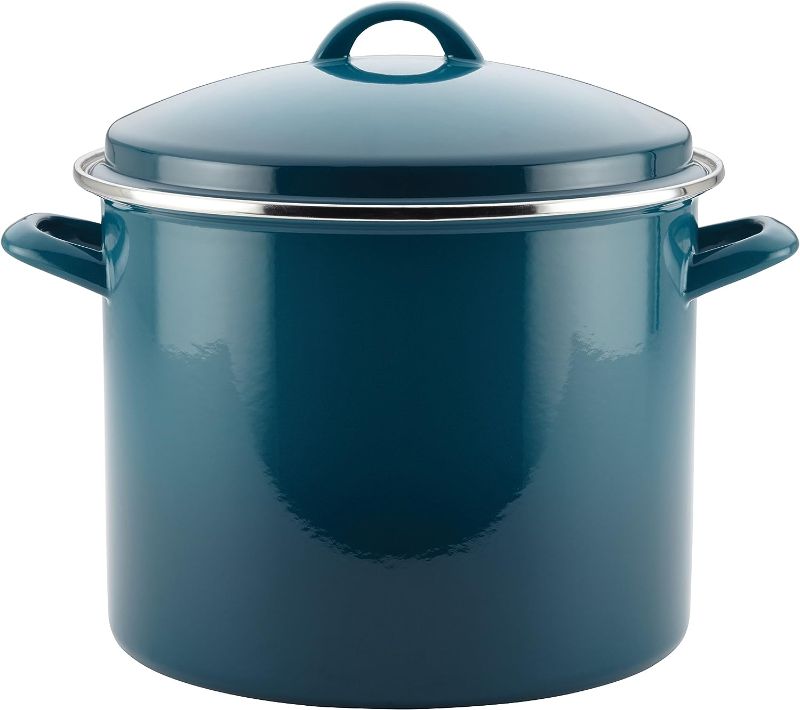 Photo 1 of  Enamel on Steel Stock Pot/Stockpot with Lid, 12 Quart, Marine Blue
