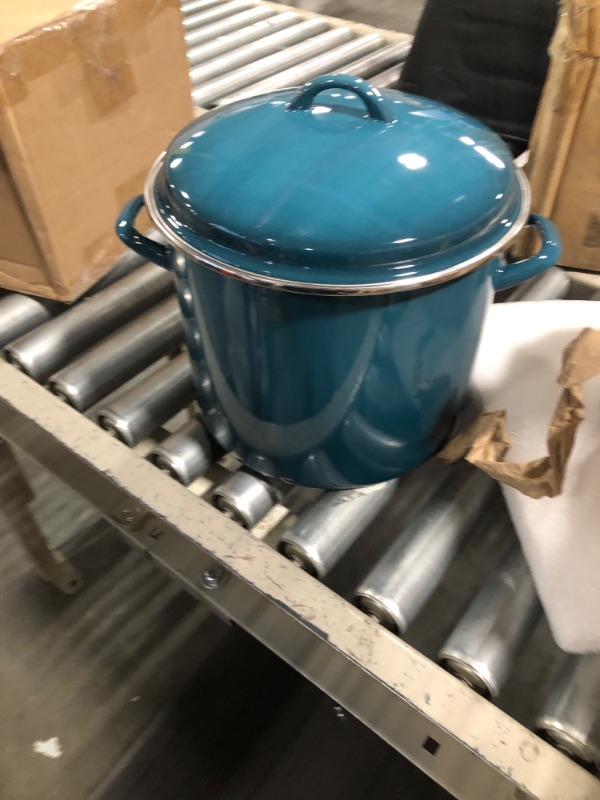 Photo 1 of  Enamel on Steel Stock Pot/Stockpot with Lid, 12 Quart, Marine Blue
