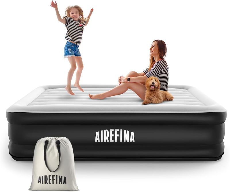 Photo 1 of Airefina 18" Full Size Air Mattress with Built in Pump, Blow Up Mattress with Self Inflation, Durable, Portable & Flocked Top Inflatable Mattress,75x54x18in Airbed with Smooth Surface
