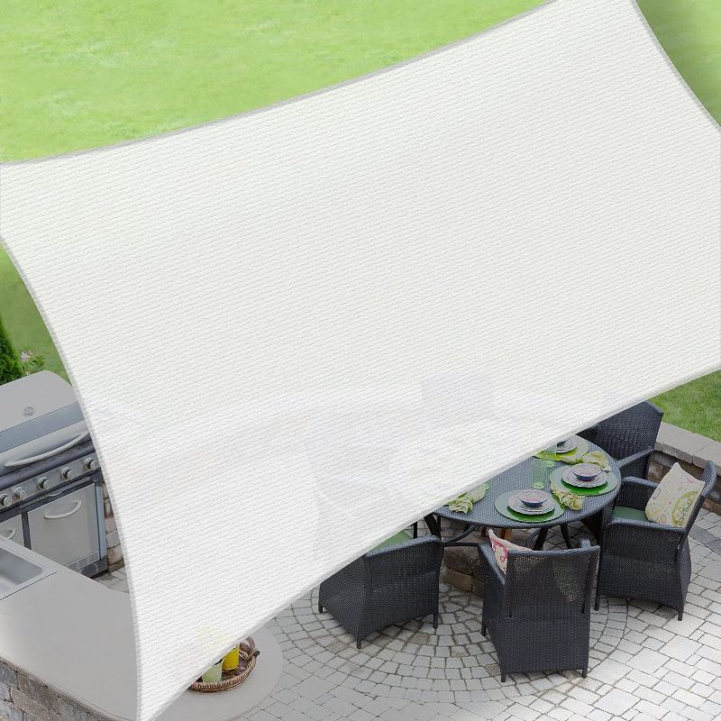 Photo 1 of 12' x 16' Rectangle White Sun Shade Sail Canopy UV Block Awning for Outdoor Patio Garden Backyard